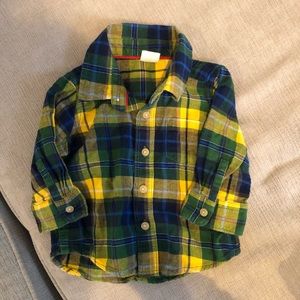 Baby gap 3-6 mo yellow and green flannel.